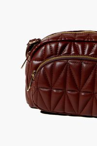 BROWN Quilted Faux Leather Crossbody Bag, image 5