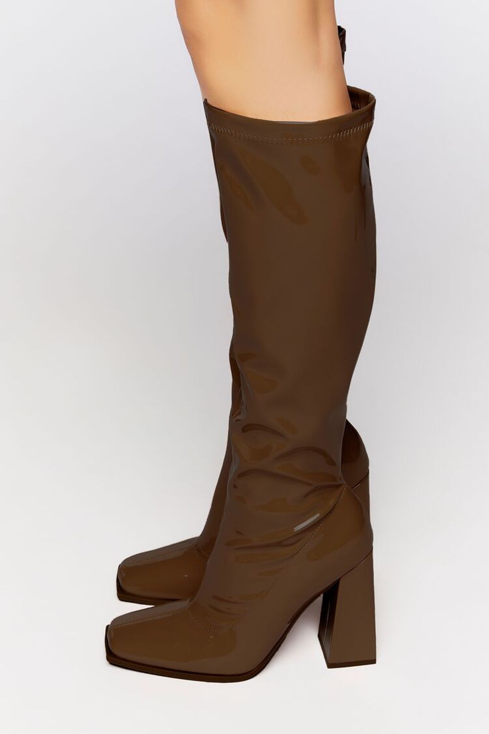 Faux Patent Leather Knee-High Boots, image 2