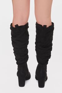 BLACK Faux Suede Slouch Boots, image 3