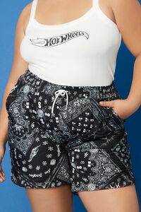 BLACK/WHITE Plus Size Hot Wheels Shorts, image 2