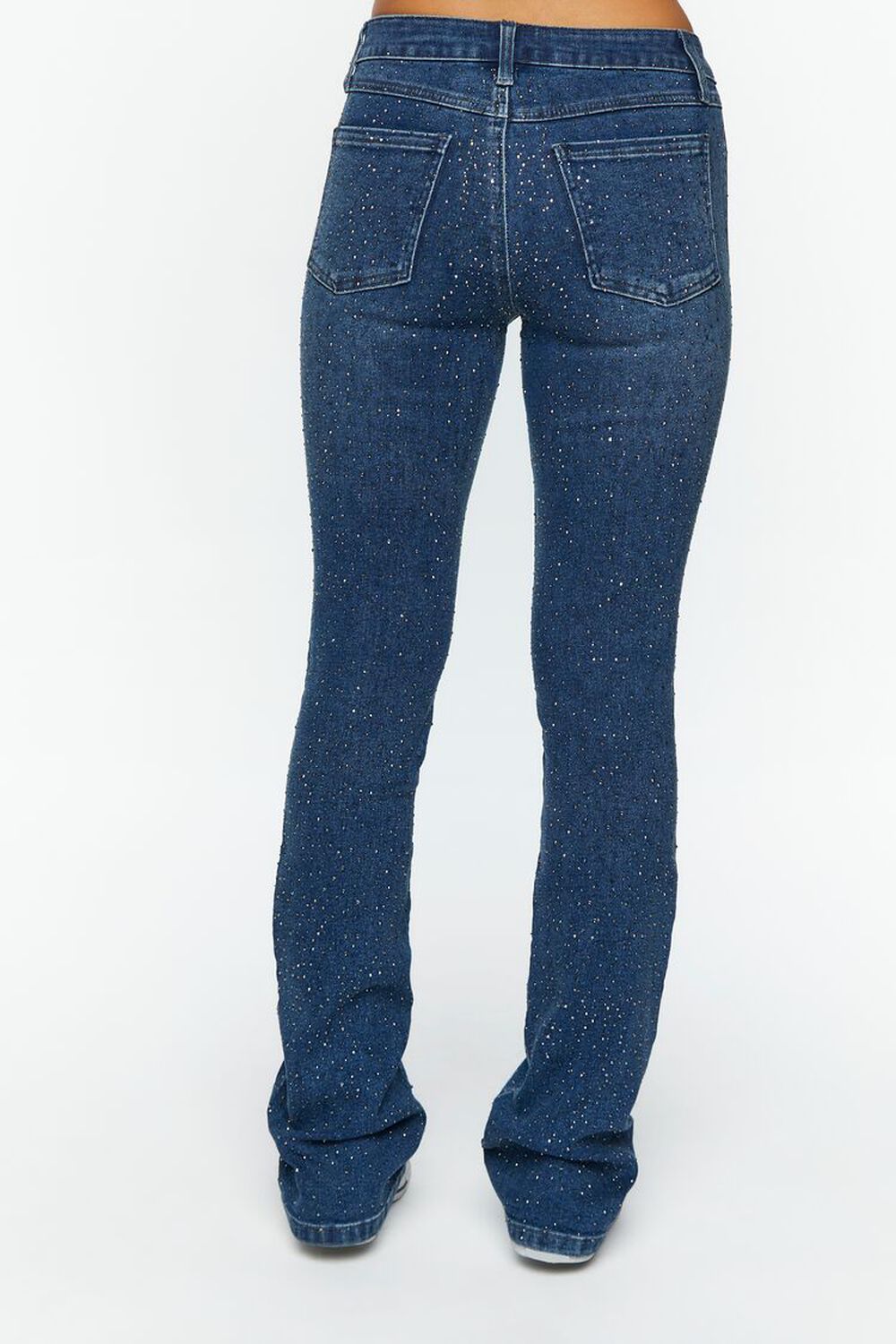 DARK DENIM Rhinestone Mid-Rise Bootcut Jeans, image 3