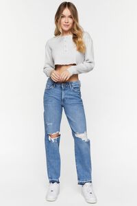 LIGHT DENIM Recycled Cotton Distressed Straight-Leg Jeans, image 5
