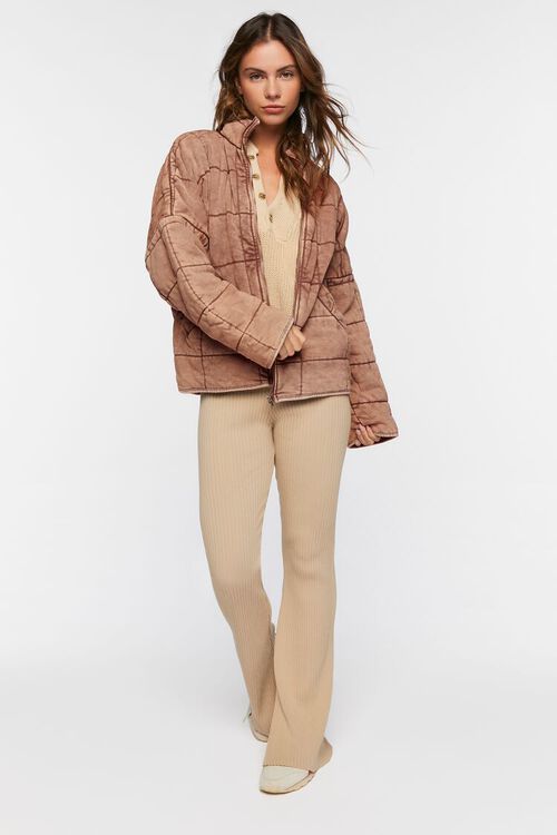 TAUPE Quilted Zip-Up Jacket, image 5