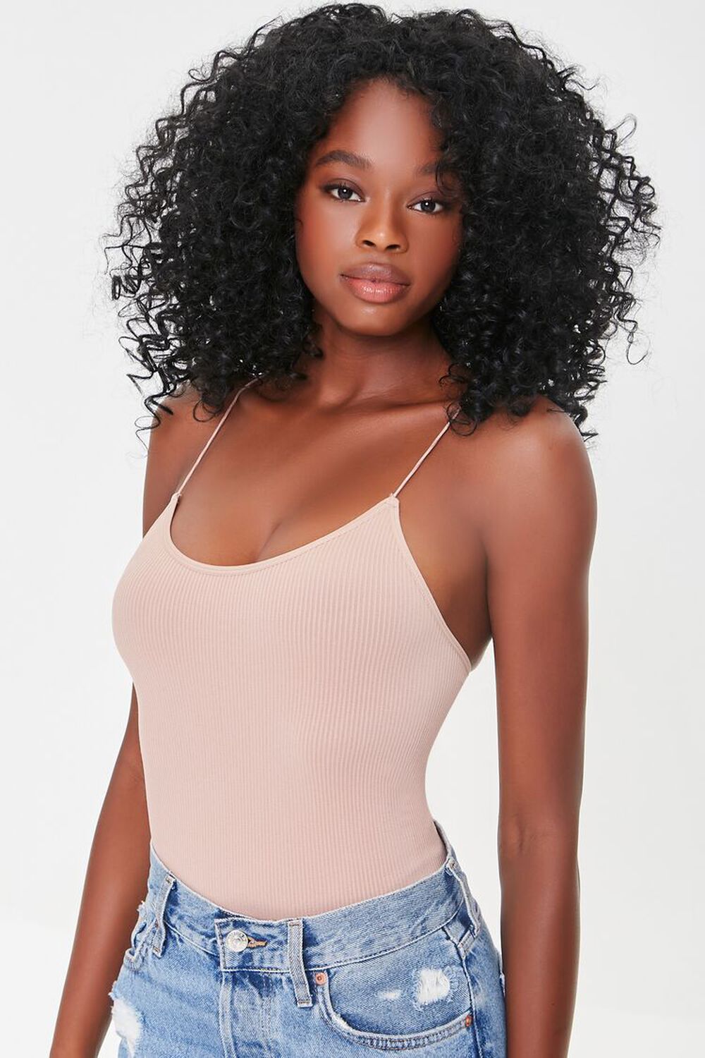 TAUPE Seamless Ribbed Bodysuit, image 1