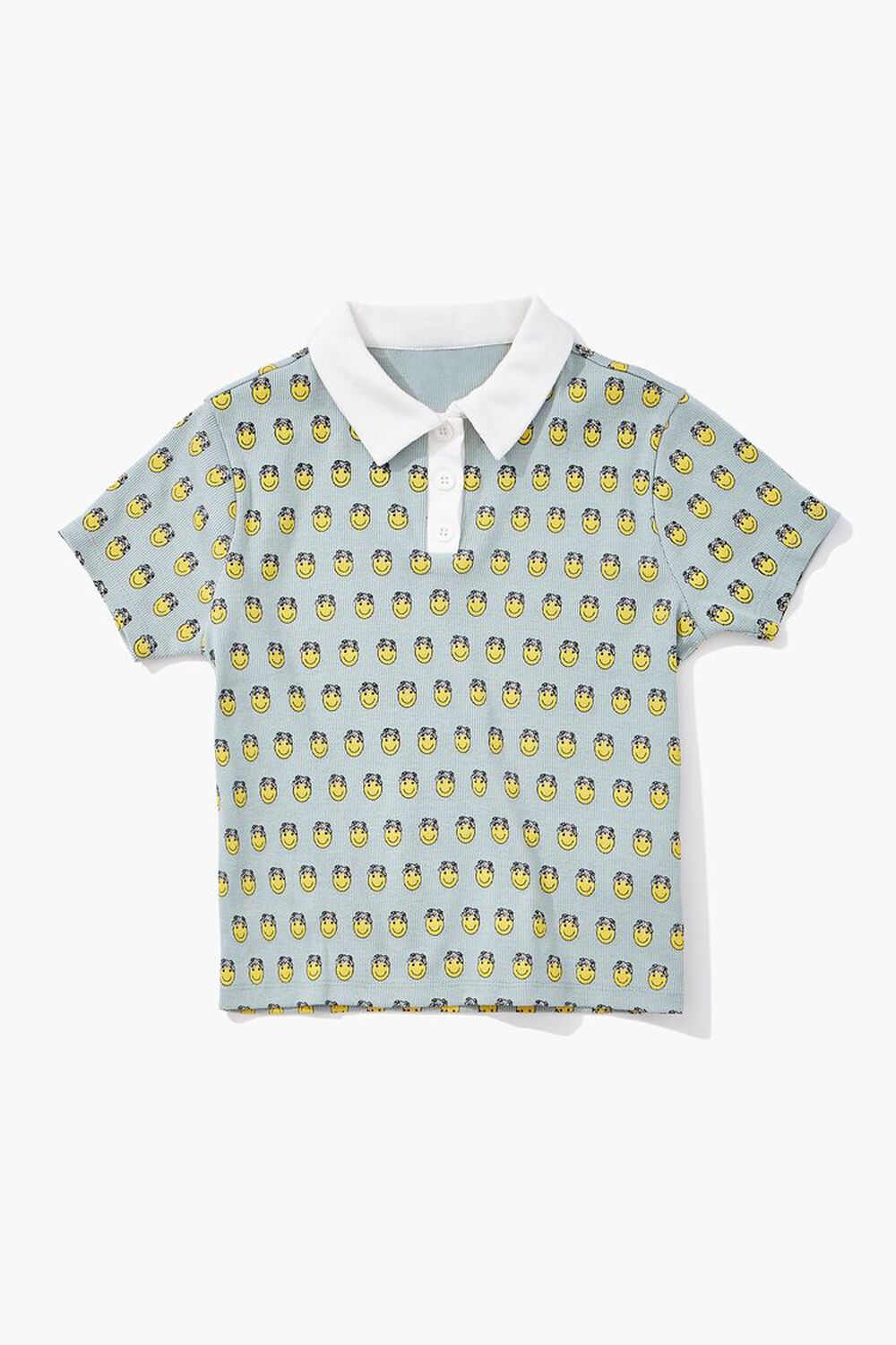 BLUE/MULTI Girls Happy Face Polo Shirt (Kids), image 1