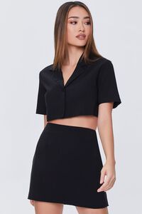 BLACK Cropped Shirt & Mini Skirt Set, image 7