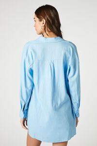 BLUE Linen-Blend Oversized Shirt, image 3