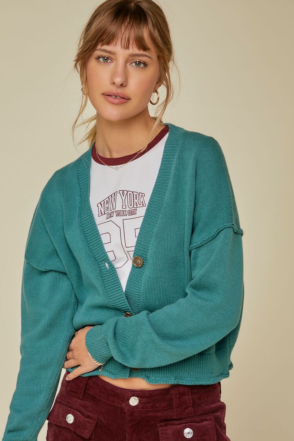 TURKISH TILE Drop-Sleeve Cardigan Sweater, image 1