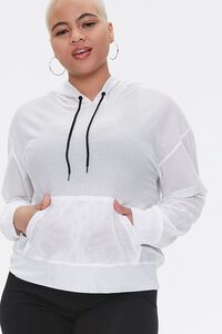 WHITE Plus Size Active Mesh Hoodie, image 1