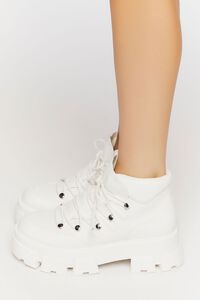 WHITE Lace-Up Lug Sole Ankle Booties, image 2