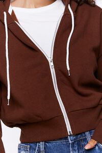 BROWN Basic Fleece Zip-Up Hoodie, image 5