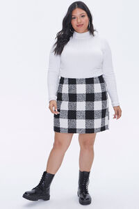 Plus Size Tweed Buffalo Plaid Skirt, image 5