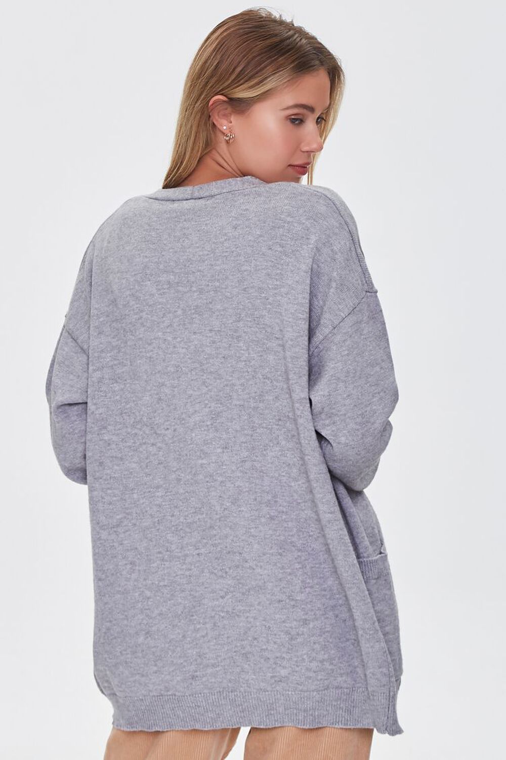 HEATHER GREY Open-Front Cardigan Sweater, image 3