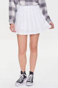 WHITE Pleated A-Line Mini Skirt, image 2