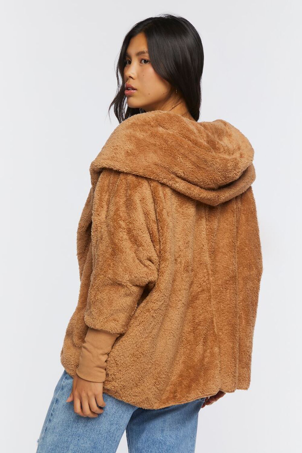 TAUPE Faux Shearling Hooded Jacket, image 3