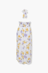 IVORY/MULTI Plus Size Floral Print Halter Dress, image 3