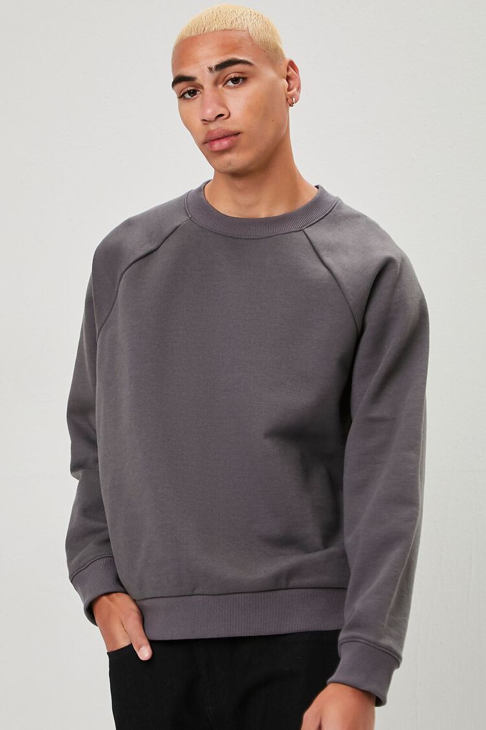CHARCOAL Fleece Raglan-Sleeve Sweatshirt, image 1