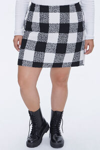 Plus Size Tweed Buffalo Plaid Skirt, image 2