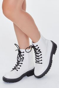 WHITE Faux Leather Ankle Boots (Wide), image 1