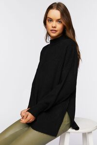 BLACK Mock Neck Drop-Sleeve Sweater, image 2