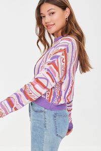 PURPLE/MULTI Textured Stripe Geo Sweater, image 2