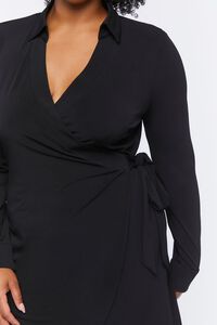 BLACK Plus Size Plunging Wrap Mini Dress, image 5