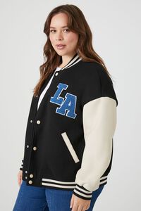 BLACK/MULTI Plus Size Los Angeles Varsity Jacket, image 2