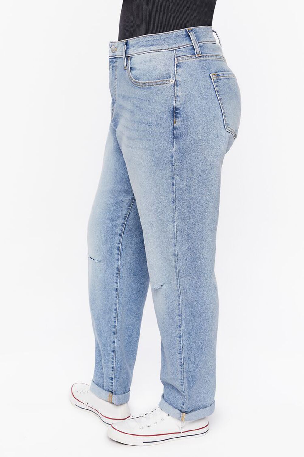 MEDIUM DENIM Plus Size Distressed Baggy Jeans, image 3