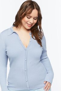 DRESS BLUES Plus Size Ribbed Sweater-Knit Shirt, image 1