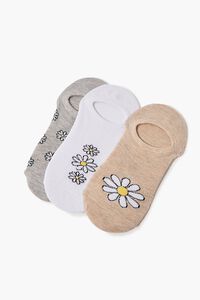 OATMEAL/MULTI Daisy Floral No-Show Socks - 3 pack, image 2
