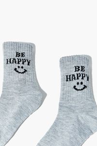 HEATHER GREY/BLACK Kids Be Happy Crew Socks (Girls + Boys), image 2