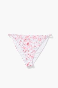 PINK/WHITE Plus Size Floral Print String Bikini Bottoms, image 6