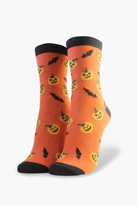ORANGE/MULTI Halloween Crew Socks, image 1