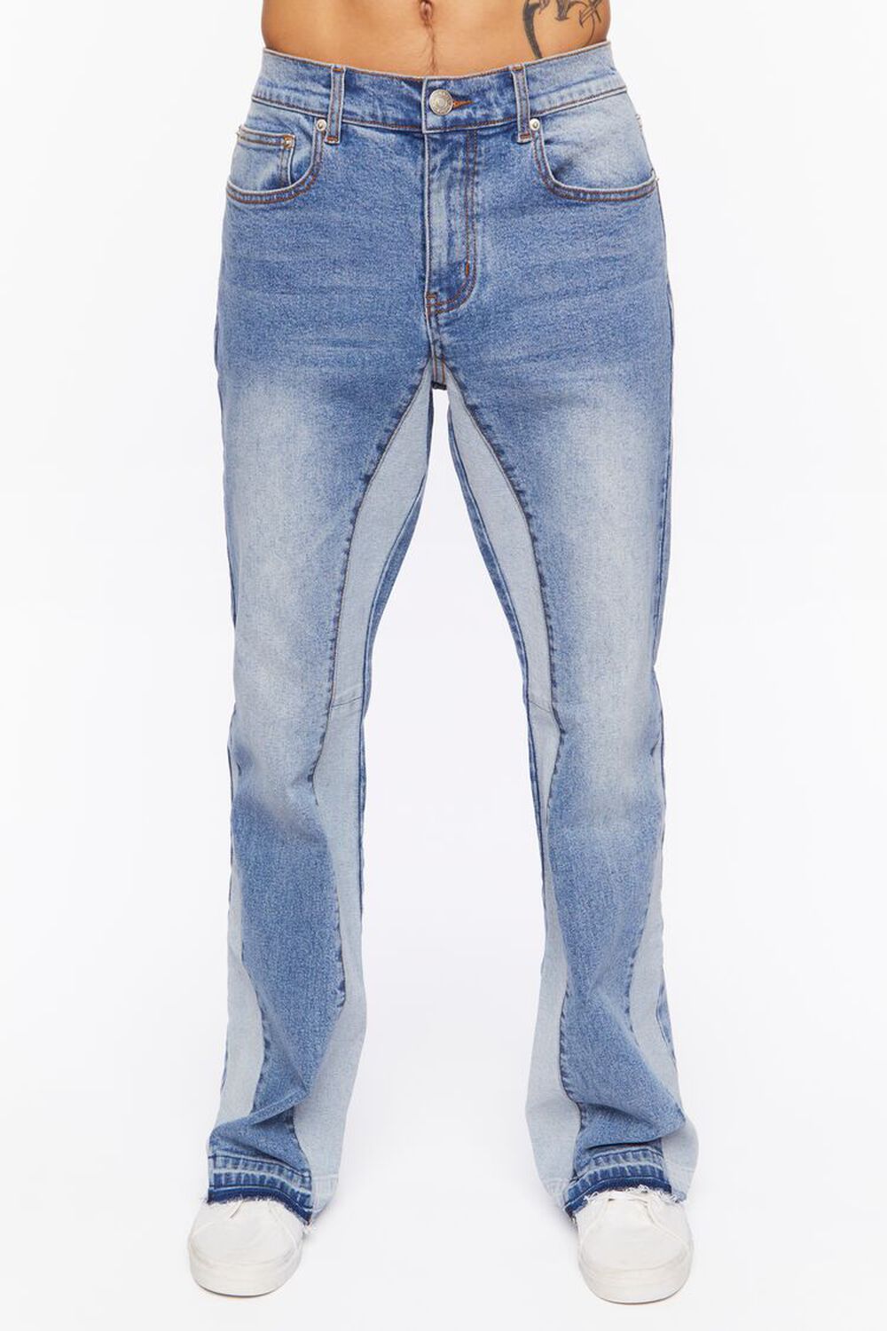 MEDIUM DENIM Stone Wash Flare Jeans, image 2
