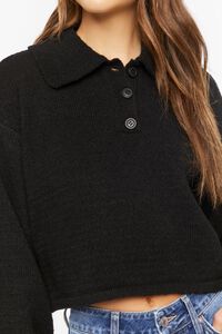 BLACK Sweater-Knit Cropped Shirt, image 5