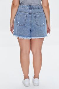 Plus Size Frayed Denim Mom Shorts, image 4