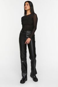 BLACK Mesh Ruched Bodysuit, image 4
