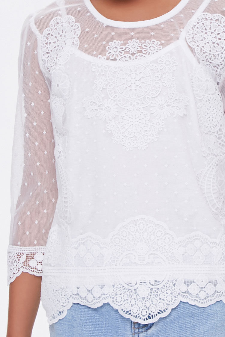 girls white lace top