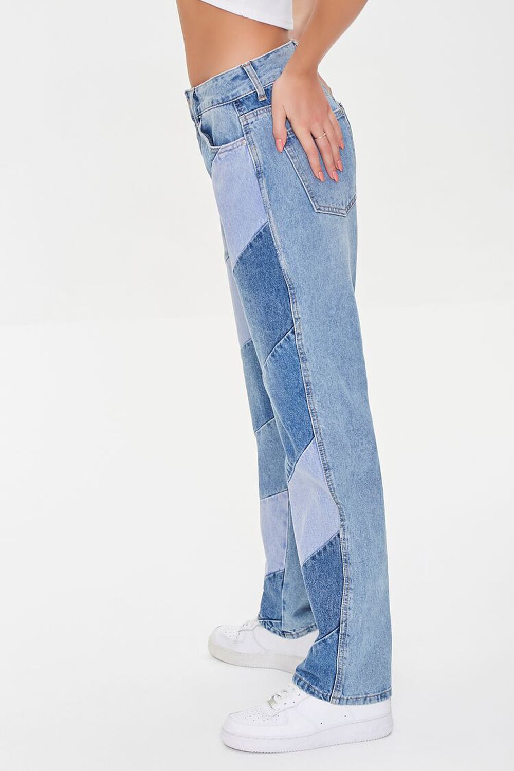 MEDIUM DENIM/MULTI Reworked Diagonal Striped Jeans, image 3