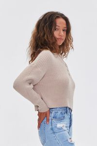 TAUPE Fuzzy Ribbed Collared Sweater, image 2