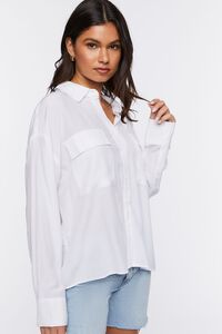 WHITE High-Low Buttoned Shirt, image 1