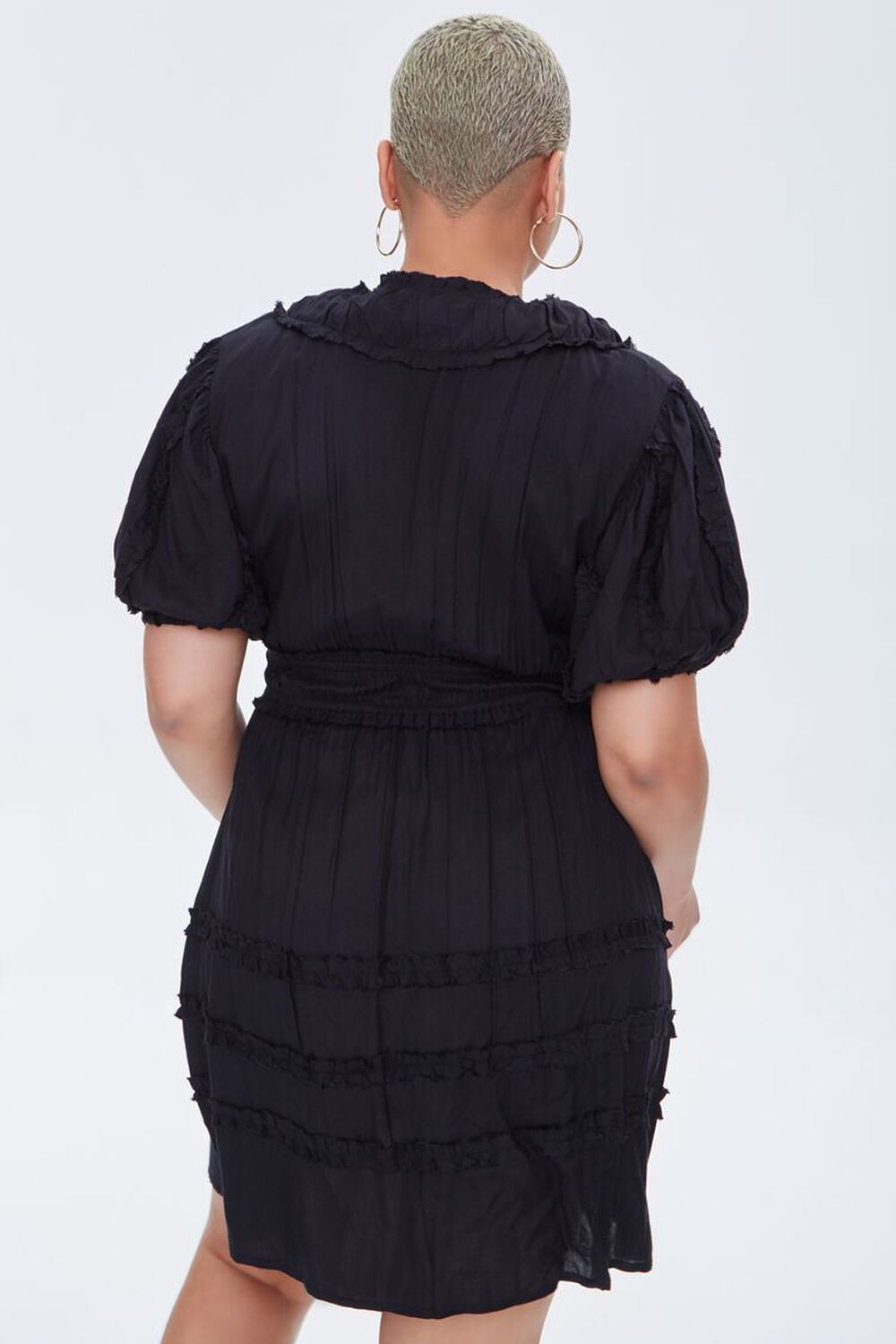 BLACK Plus Size Plunging Mini Dress, image 3