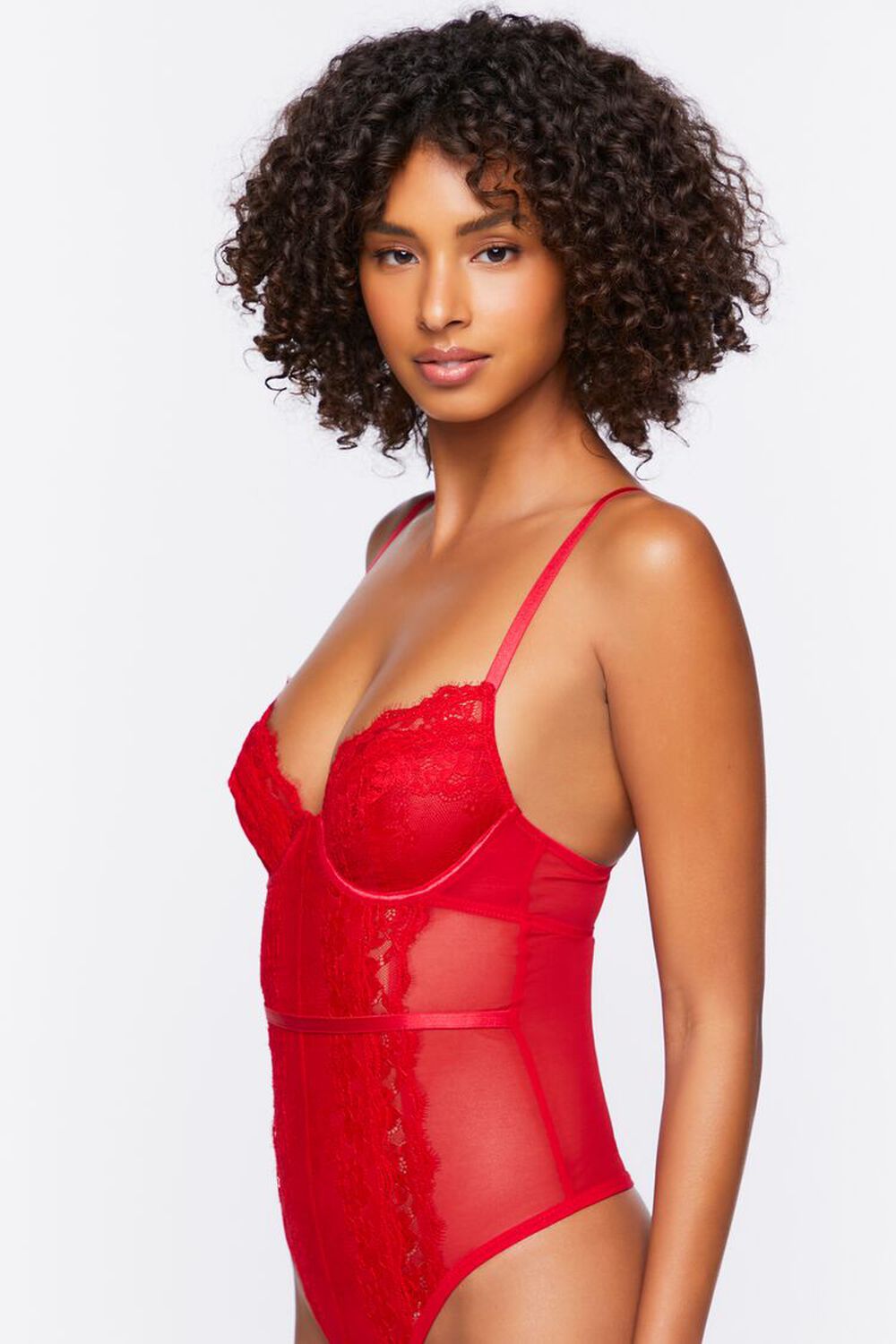 TOMATO Sheer Lace-Trim Teddy, image 2