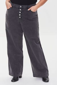 WASHED BLACK Plus Size Wide-Leg Jeans, image 2