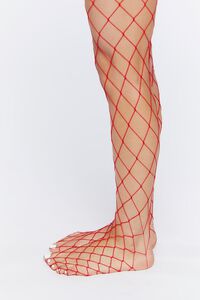 RED Sheer Fishnet Tights, image 3