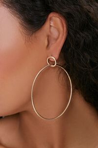 GOLD Etched Hoop Drop Earrings, image 1