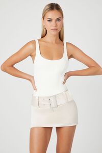 CREAM Belted Satin Micro Mini Skirt, image 1