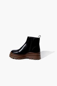 BLACK/BROWN Faux Leather Colorblock Lug Booties, image 2
