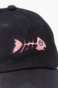 BLACK/PINK Fishbone Embroidered Graphic Dad Cap, image 4