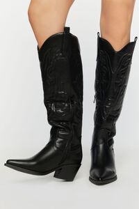 BLACK Faux Leather Cowboy Boots, image 1